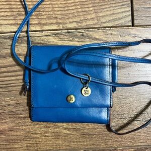 HOBO Small Blue Crossbody Bag with Gold Hardware